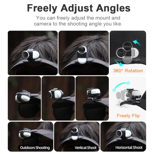 HASTHIP® Clip de Gorra de Béisbol Compatible con Insta360 Go 3s/Go 3, Soporte Ajustable Vertical y Horizontal para Sombrero, Mochila y Accesorios Deportivos
