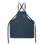 HASTHIP Canvas Work Apron for Kitchen and Workshop with Metal Eyelets and Multi Pockets | Dark Blue Adjustable Tie Back