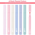 Aesthetic Highlighter Pen, 6 Color Cute with Soft Chisel Tip, Dry Fast Easy to Hold, Graffiti Pen Art Color Pen Markers Set for Journal School Notes Office Supplies