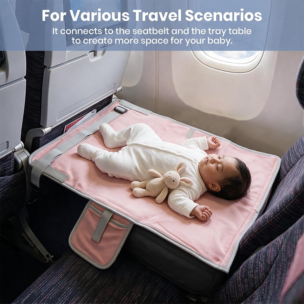 HASTHIP Toddler Airplane Seat Extender with Foldable Cushion, Microfiber Surface and Side Pocket