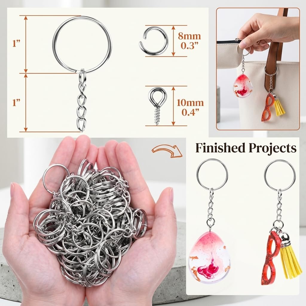 HASTHIP 360-Piece Keychain Ring Kit with Nickel-Plated Iron Hardware and Chains for DIY Crafts