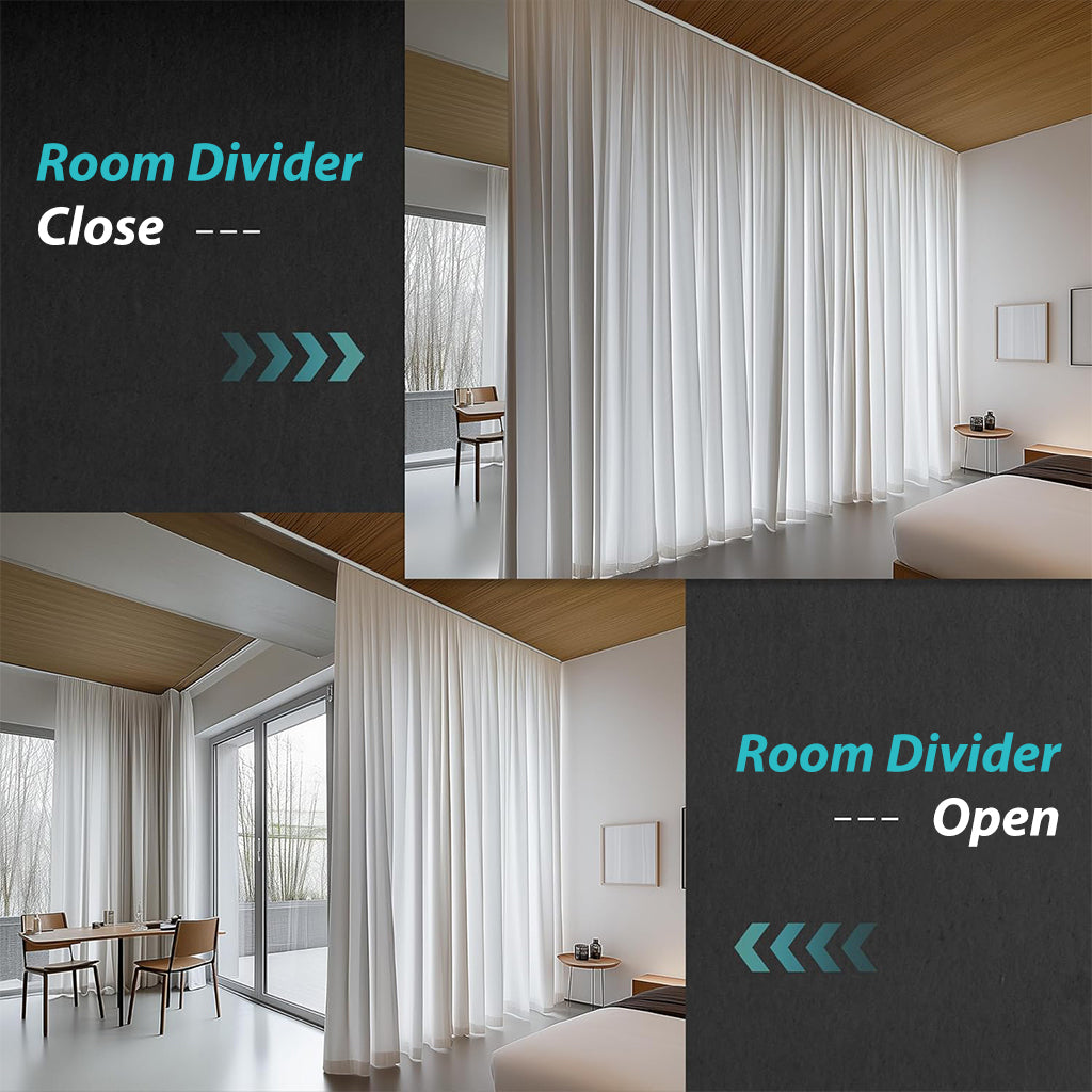 HASTHIP® Curtain Track, Aluminum Alloy Ceiling Curtain Track, Ceiling Track for Curtains, Room Divider Curtain Rods, Curtain Track Rail Set with Silent Roller Hooks (Grey, 33.46-59In)