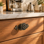 HASTHIP 2-Piece Mushroom Cabinet Knobs in Zinc Alloy with Antique Brass Backplates
