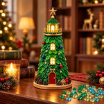 HASTHIP DIY Mosaic Lighthouse Building Kit with Warm LED Light for Christmas Tabletop Decor