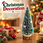 HASTHIP 2-Piece 15cm Mini Christmas Trees with Frosted Sisal, Bead Ornaments and Wood Bases