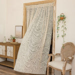 HASTHIP Self-Adhesive Lace Sheer Door Curtain, 100 by 240 cm, No-Drill Hook-and-Loop Mount