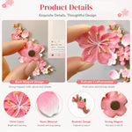 HASTHIP 3D Peach Blossom Fridge Magnets, 16-Piece Synthetic Resin Floral Decor for Metal Surfaces