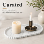 HASTHIP Silicone Vanity Tray with White Marble Look, Lace Edge and Easy-Wipe Surface for Home