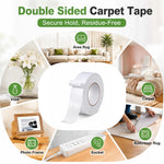 HASTHIP Double-Sided Carpet Tape with PTFE Cutter for Rugs and Multiple Floor Surfaces