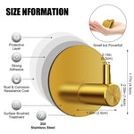 HASTHIP® 4pcs Self Adhesive Wall Hooks, Golden Stainless Steel Utility Hooks, 0.5 Inch Round Rust-Proof Waterproof Hooks for Bathroom, Kitchen, Bedroom, Door Back, Hanging Bags, Hats, Towels & Keys