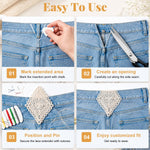 HASTHIP 10-Piece Soft Lace Pant Waist Extenders for Sew-On Jeans, Trousers and Skirts