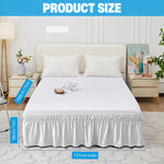HASTHIP Pleated Bed Skirt for Double Bed 15 inch Drop with Ruffled Edges | White Polyester Cotton Blend 75x54 in