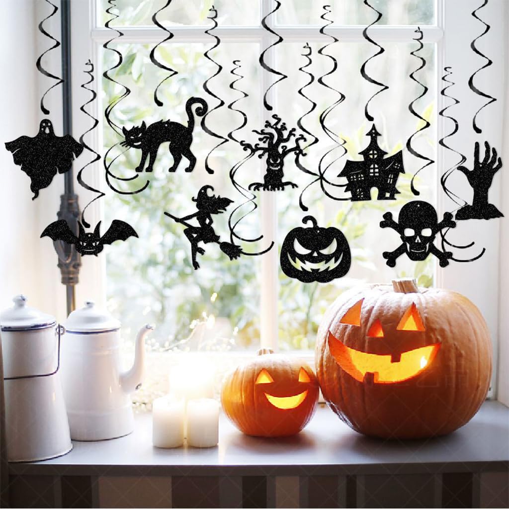 HASTHIP Halloween Wall Hangings for Home & Party with 13Pcs 3D Paper Silhouettes | Easy Hanging Decor