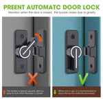 HASTHIP Zinc Sliding Door Locks for Barn, Garden and Bathroom with 90 Degree Latch and Reflective Strip | Heavy Duty Anti Break In Black Hardware