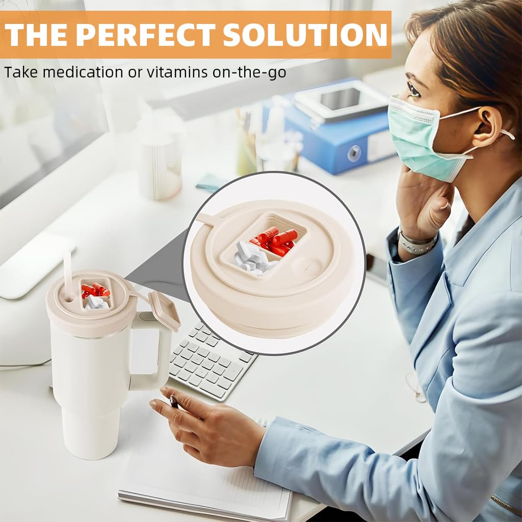 HASTHIP Flip Straw Lid for Stanley Tumbler 40 oz with Leak-Proof Silicone Design | Easy-Clean Dustproof Cover