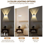 HASTHIP® USB LED Wall Light Smart Motion Sensor Light 3-Color LED Cordless Magnetic Modern Wall Light 2400mAh Rechargeable LED Wall Light for Bedroom, Corridor, Wardrobe
