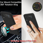 HASTHIP® Samsung Galaxy Z Flip 3 5G Case with Built-In Ring Grip, Anti-Scratch TPU, Shock Absorption, Slim Design, Wireless Charging Compatible, Matte Finish, Black