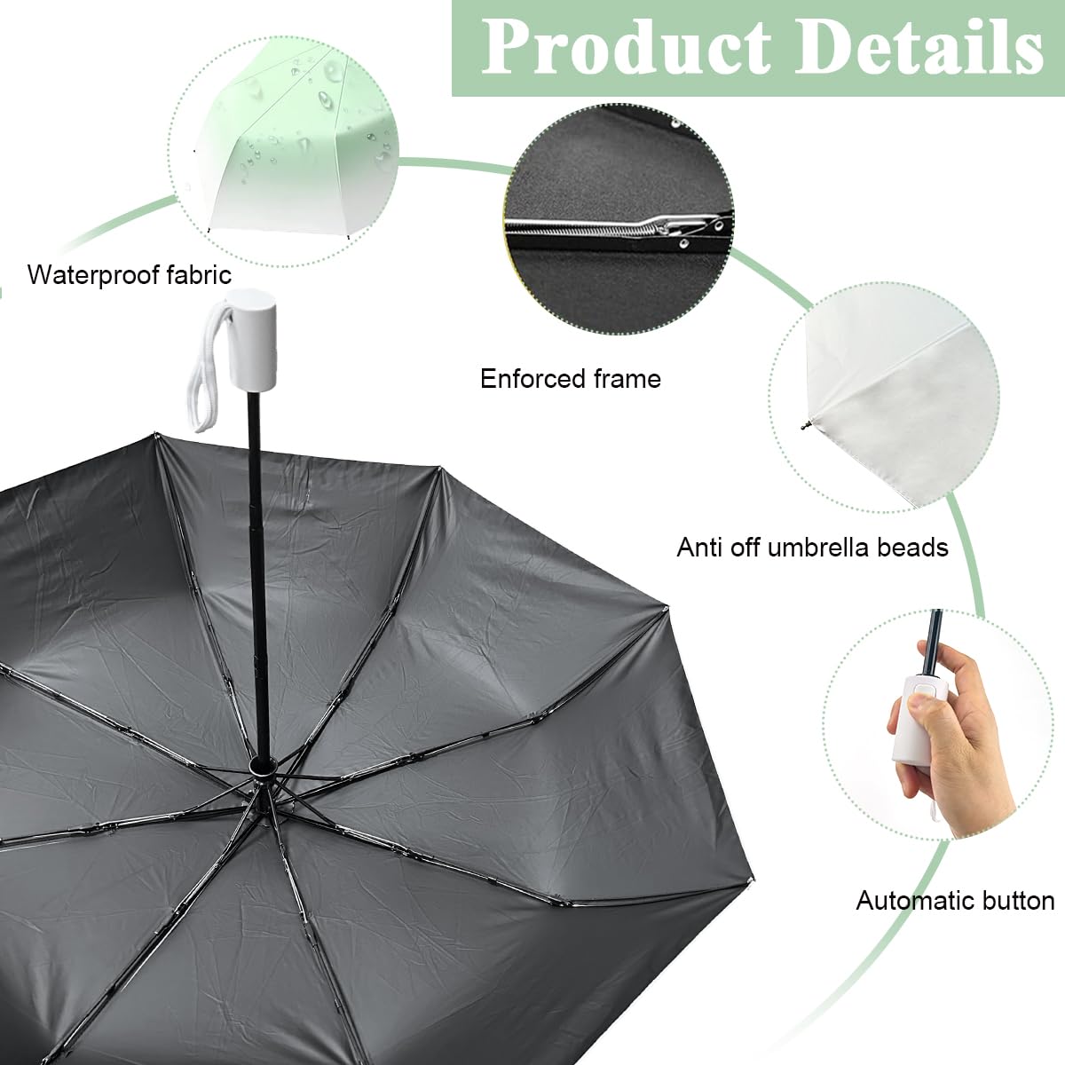 HASTHIP® Folding Umbrella for Women Rain & Sun Proof, UV Umbrella with 8 Strong Fiber Ribs, Gradient Modern Style Umbrella for Travel Lightweight Umbrella