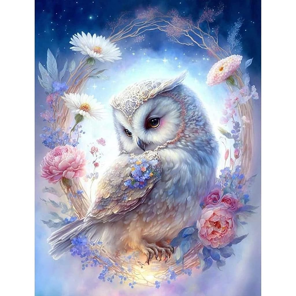 HASTHIP Diamond Painting Kit for Home Decor including 11.8x15.7in Owl Art | Gift for Kids & Adults