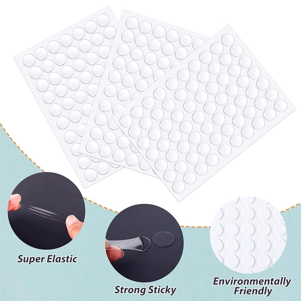 HASTHIP® 210 Pieces Round Transparent Double-Sided Tape Double Sided Adhesive Dots Removable Adhesive Sticker Traceless Multipurpose Tape for Party Decorations