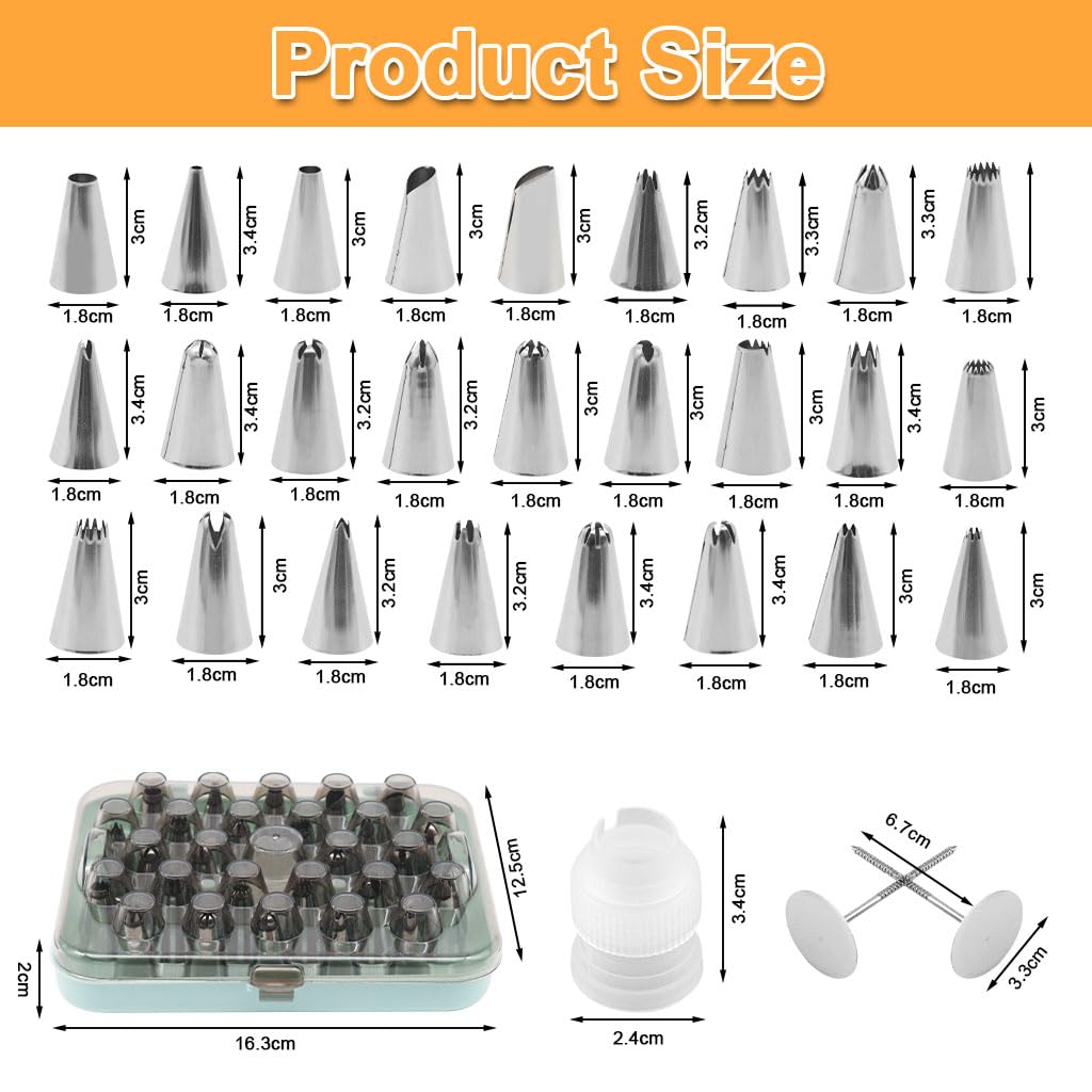 HASTHIP Cake Decorating Set for Creative Baking with 29 Pieces and Standard Coupler | Food Grade Stainless Steel Tips in Storage Box