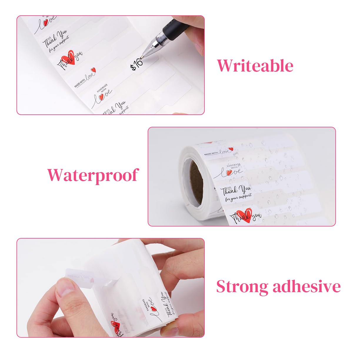 HASTHIP Jewelry Label Loops for Rings and Necklaces 1000pcs with Writable Surface | Self Adhesive Paper Tags
