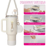 HASTHIP Stanley Cup Accessories Charm Kit Set 21PCS with Sakura Straw Cap and Pearl Chain