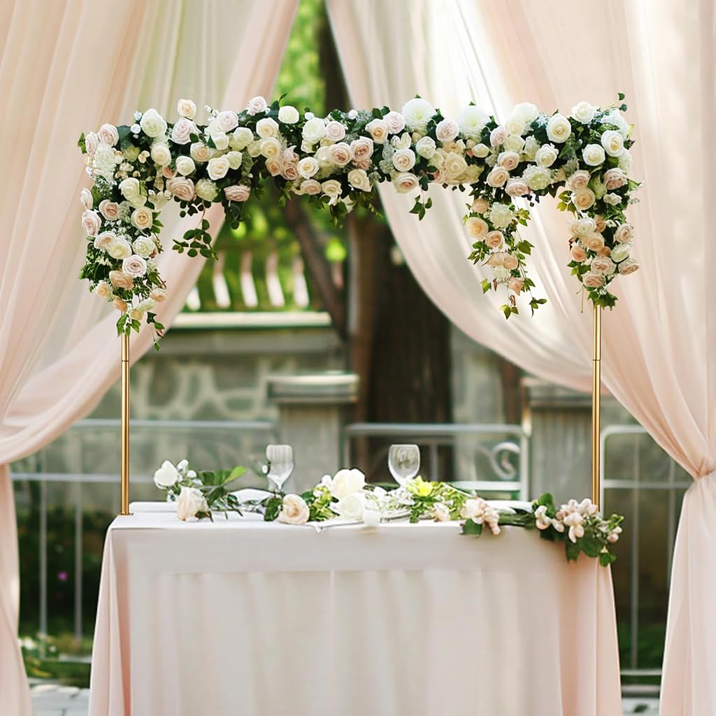HASTHIP Balloon Arch Decoration Stand for Weddings and Parties with Adjustable 1.2–2.6 m Gold Metal Frame | Easy DIY Assembly Backdrop