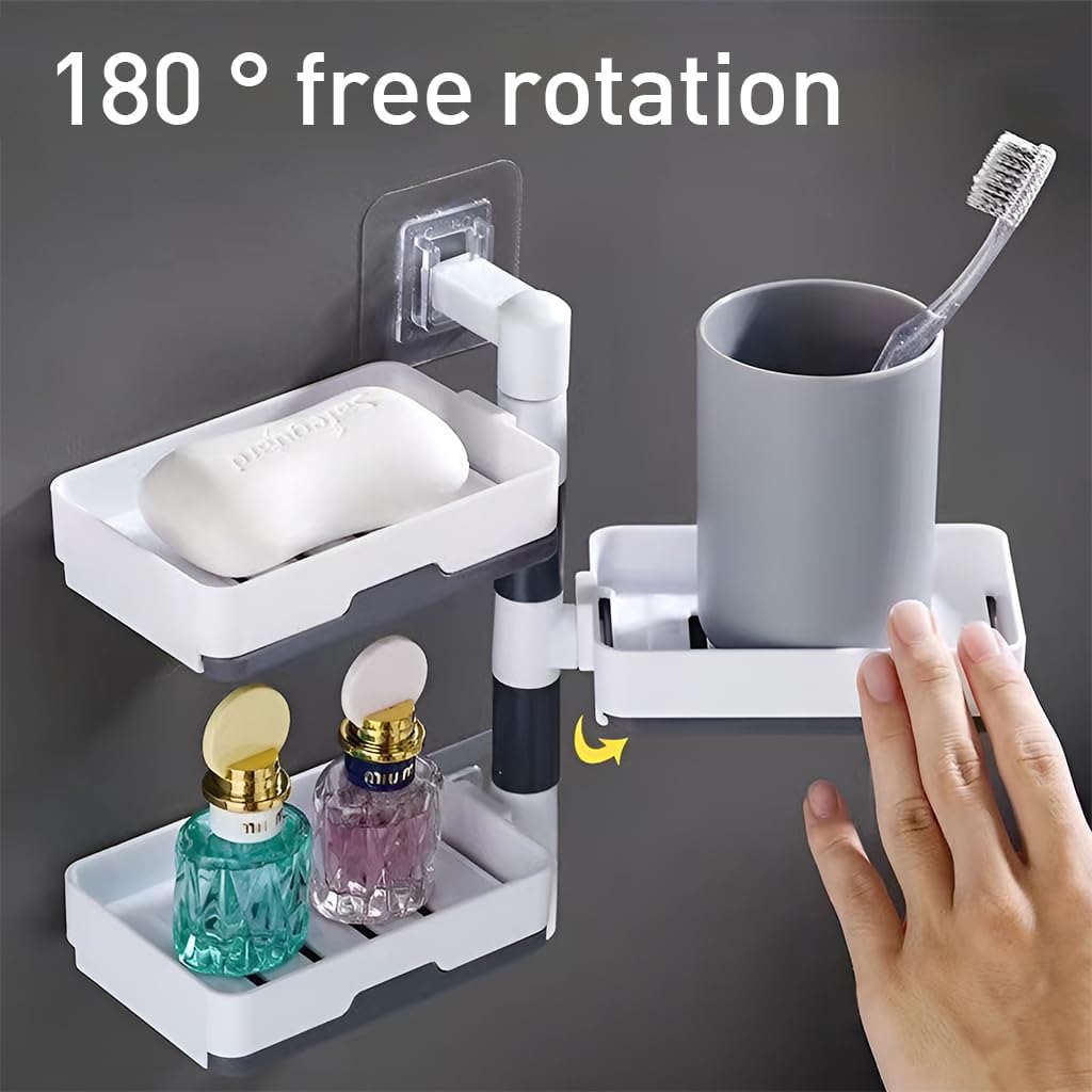 HASTHIP Soap Holder for Bathroom and Kitchen featuring 3 Layer Rotatable Design | 5 Kg Suction Cup