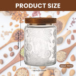 HASTHIP Mason Jar for Kitchen Storage with Airtight Wooden Lid and 24oz Glass Design | Vintage Embossed Food Container