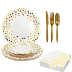 HASTHIP® Paper Plates For Birthday Party - 70 Piece Gold Dinnerware Set for Weddings, Holidays, Baby Showers, Business Parties, Independence Day, Diwali, Multicolor