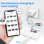 Card Reader 5 in 1 SD Card Reader Micro SD Card Reader with Light-ning Port and 2 USB3.0 Ports Memory Card Reader Support Charging and High Speed Transfer for iPhone, iPad, PC, Laptop