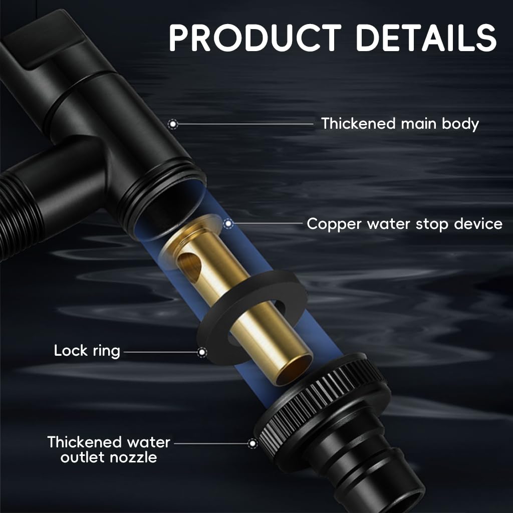 HASTHIP Washing Machine Tap for Home with Space Saving Design and 1/2 in Universal Metal Faucet | Black