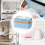 HASTHIP Soap Storage Box with Built In Foaming Roller and Brush for Easy Cleaning | Soap Saver Drainage Case with Lid