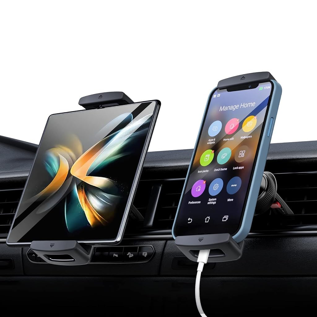 HASTHIP® Soporte para Tablet en Coche, Soporte Giratorio 360° para iPad y Teléfonos, Montaje en Salida de Aire Universal Compatible con Dispositivos de 6'' a 15'', Base Segura y Ajustable