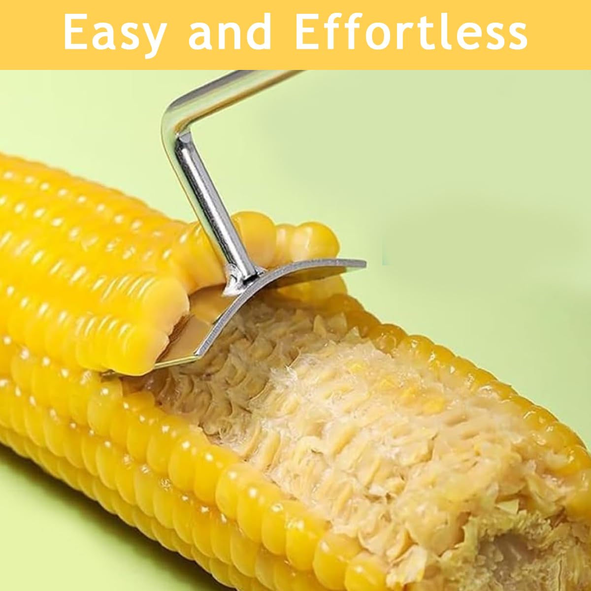 HASTHIP® Kitchen Corn Peeler Kernels Stripper Stainless Steel Corn Peeler Anti-Slip Long Handle Corn Peeler Quick Corn Stripper Remover Kitchen Corn Peeler for Salad, Corn Juice