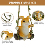 HASTHIP Lovely Rabbit Car Ornament for Home or Auto Decor with 35cm Hemp Rope | Resin Bunny Swing Figure 10x13cm