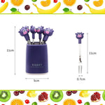 HASTHIP Food Fruit Forks for Kids with Cute Cow Handle 6pcs 4.65in Stainless Steel | Reusable Dessert Fork Set