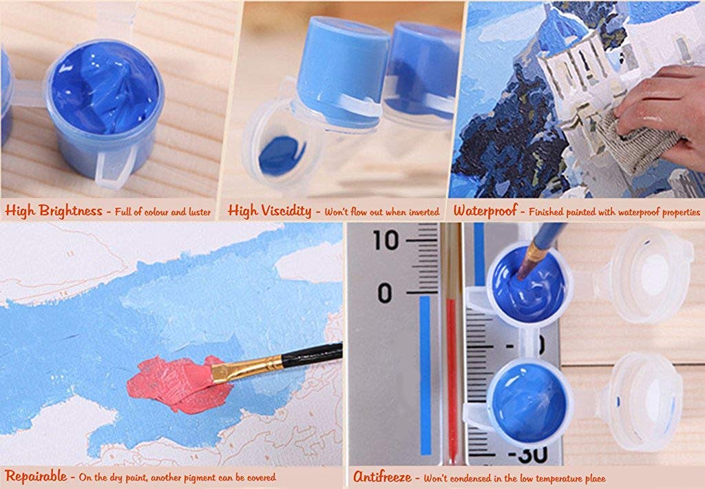 HASTHIP Paint by Numbers for Adults with Pre Printed Linen Canvas and Acrylic Paints | 2 PCS DIY Art Kit for Relaxation and Home Decoration