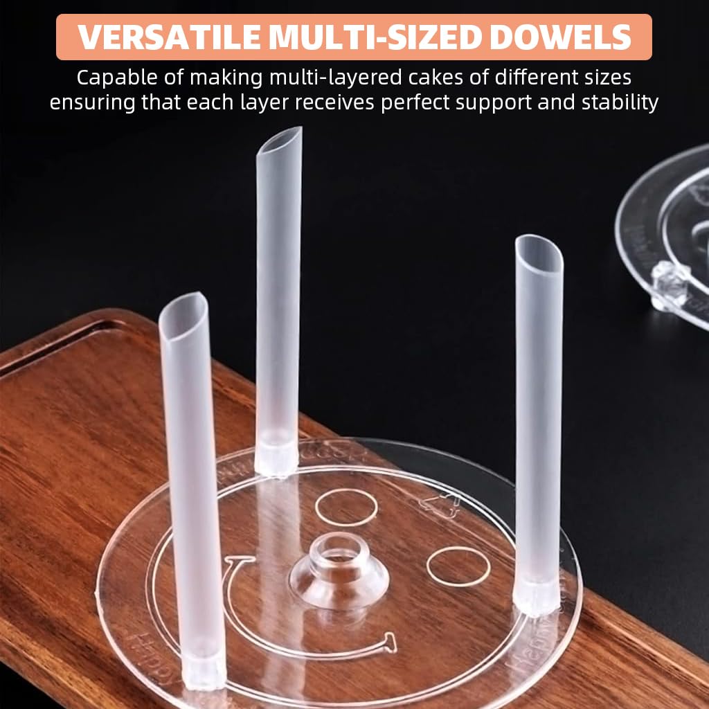 HASTHIP Cake Dowel Rods Set for Multi Tiered Cakes with 36 pcs Plates and Rods | Food Grade Plastic