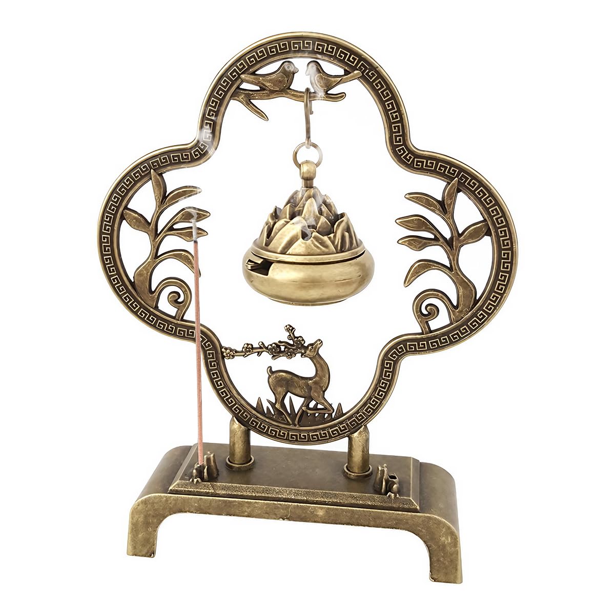 HASTHIP Incense Burner for Yoga and Meditation with Hanging Cone Holder and Alloy Design | Vintage Carved Zen Home Decor