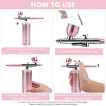 HASTHIP® Airbrush-Kit Rechargeable Cordless Airbrush Compressor - Handheld Airbrush Gun, Airbrush Set Portable Wireless Air Brush for Barber, Nail Art, Cake Decor, Makeup, Model Painting