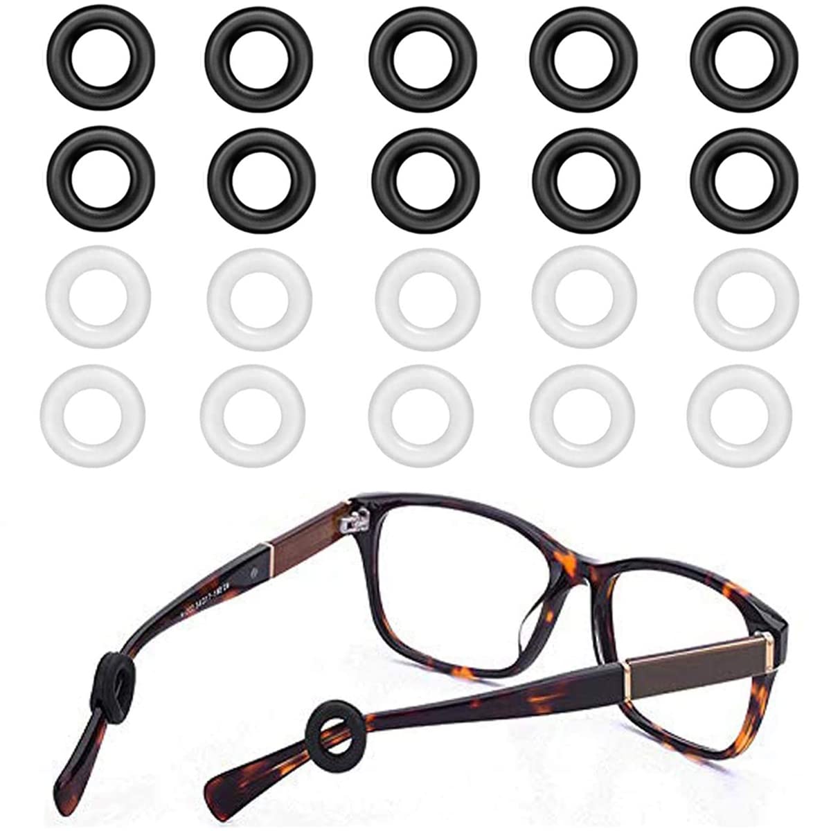 HASTHIP Specs Holder Strap Ear Grip for Glasses with Anti Slip Silicone Retainer | 10 Pairs Black and Clear