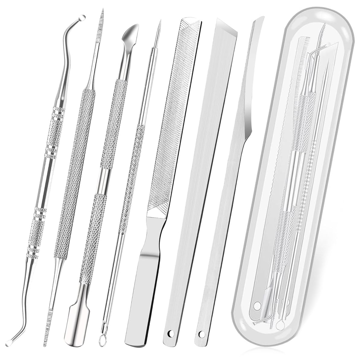 HASTHIP® Kit Profesional de 6 Piezas para Uñas Encarnadas,Herramientas de Pedicura en Acero Inoxidable,Limas y Elevadores Uñas con Caja Removedor Enterradas y Limpieza Precisa