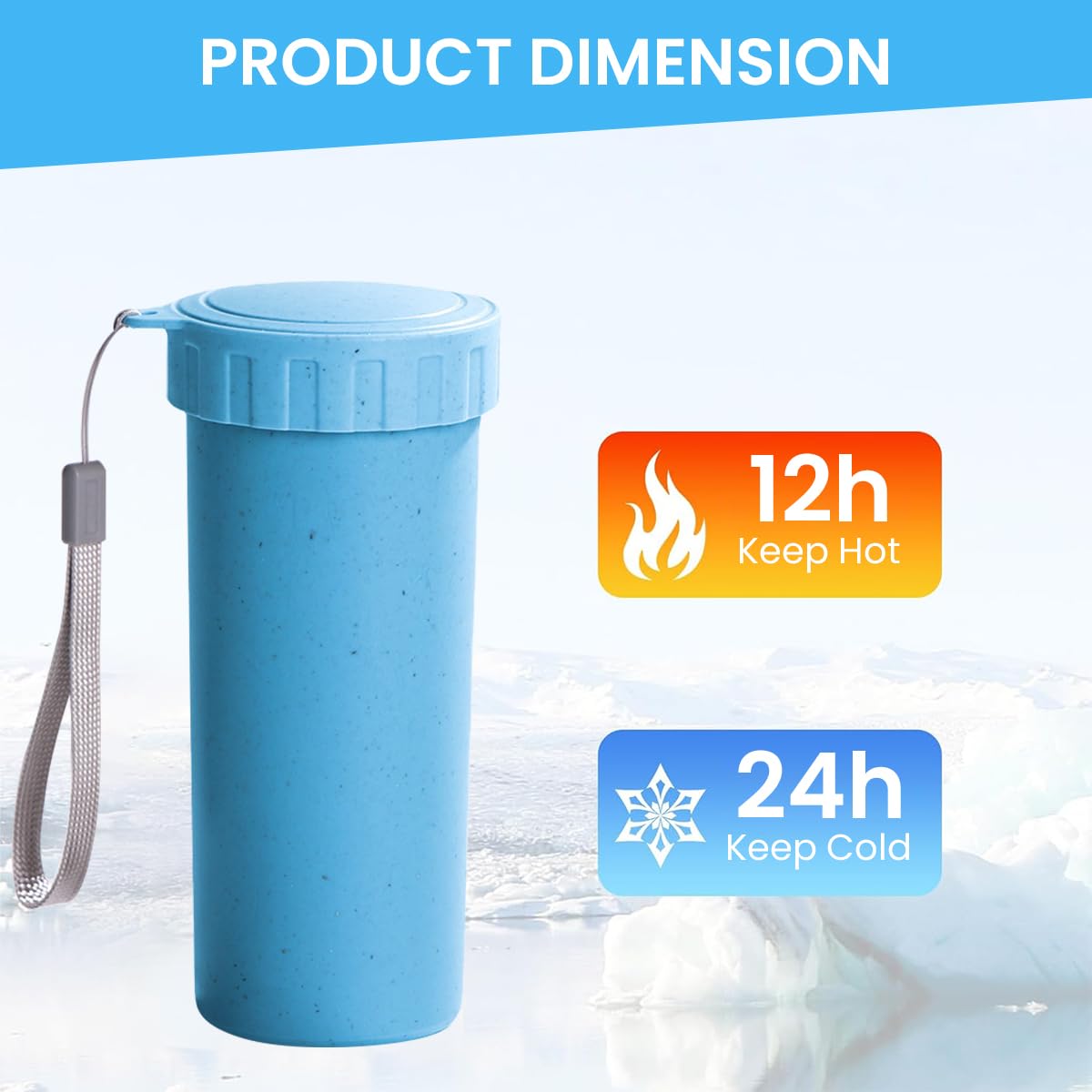 HASTHIP Water Bottle Set for Gym and Office with Leak-Proof Lid and Hand Strap 330ml | Wheat Straw BPA-Free Bottles