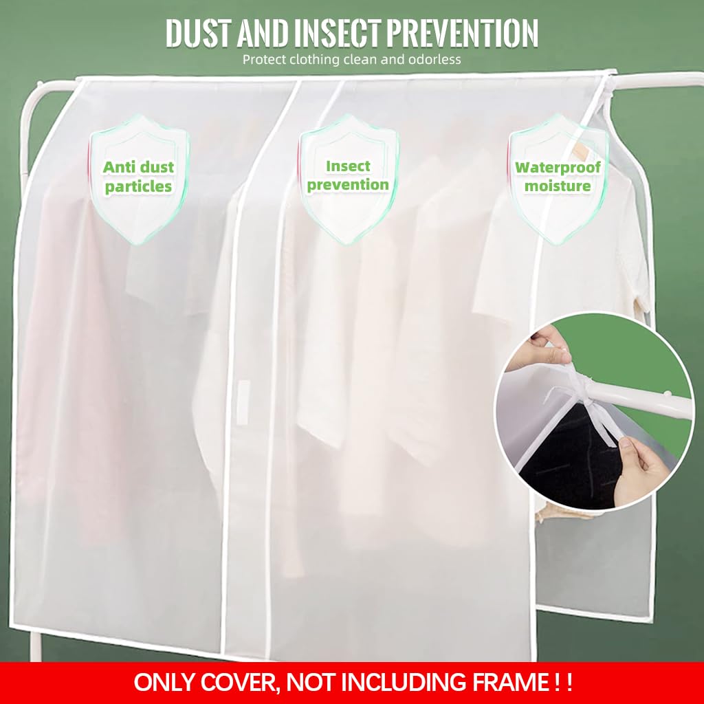 HASTHIP Clothes Rack Cover for Dustproof Wardrobe Protection 150x120cm with PEVA Material | 3 PCS