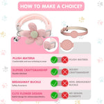 HASTHIP® Cat Belt, Cat Collar with Bell, Pink Flower Cat Collar Soft & Comfortable, Cute Pet Collar Silver Cat Bell Collar