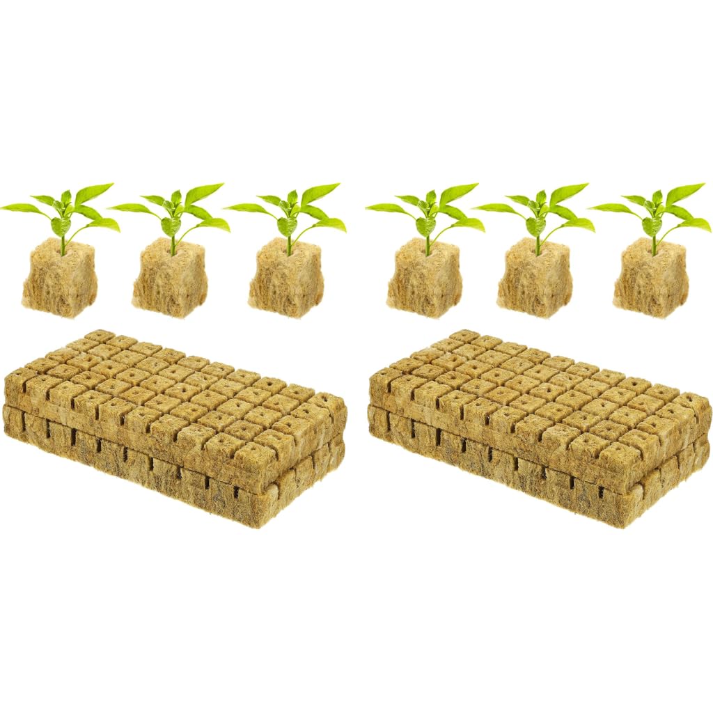 HASTHIP Seed Starter Rockwool Cubes for Hydroponics and Seed Germination 200 pcs 0.98 in Cuttable Pad