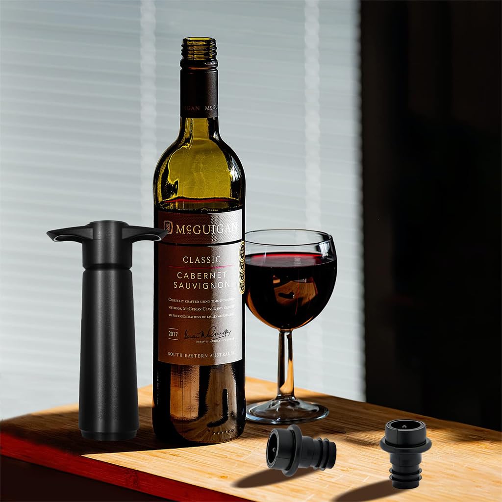 HASTHIP® Wine Vacuum Pump with 4 Stoppers, Wine Preservation Pump Wine Vacuum Pump, Wine Saver, Universal Wine Vacuum Saver Sealer, Wine Supplies