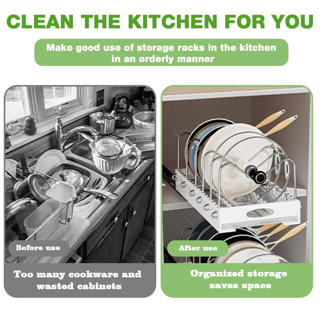 HASTHIP Pull Out Cabinet Dish Dry Rack for Kitchen Storage with 6 Stainless Steel Rackets | 16.5 in Space Saving Organizer